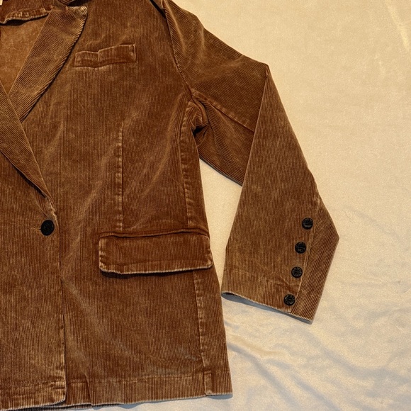 POL Women’s Corduroy Caramel Oversized Blazer Double-Breasted Boho Jacket size L - Picture 4 of 10